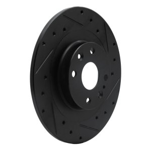 Mazda Miata Brake Rotor (1) - Rear Right - R1 Concepts - Drilled & Slotted - Black - `01-`05